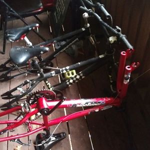 2 mongoose strike frame sets and 1 huffy frame set